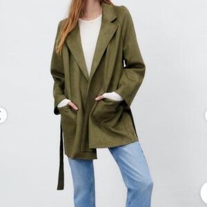 Zara faux suede  Belted oversized jacket